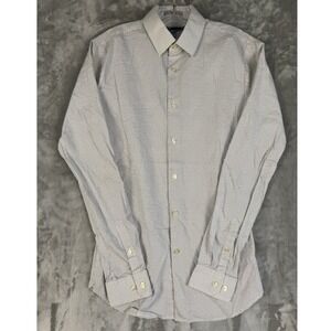 Y2K Express Men's Slim Fit Dot Print Long Sleeve Button Down Dress‎ Shirt Size S